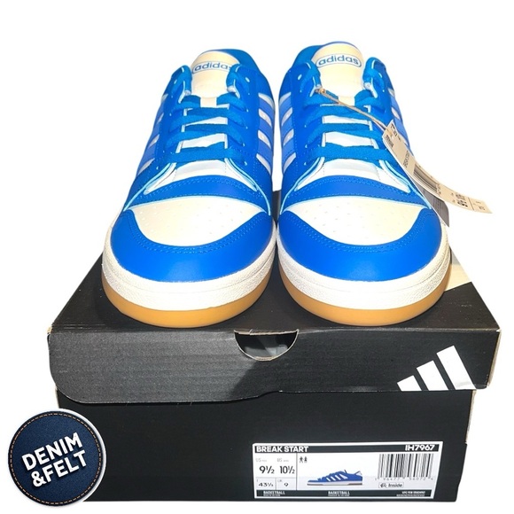 Adidas Unisex BREAK START SHOES/Sneakers | Blue Bird/Blue Bird/Cloud White | NEW - Picture 8 of 16
